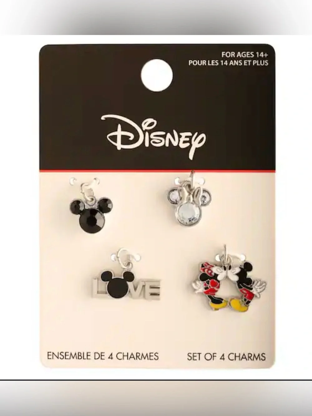 Disney Black, Silver & Multicolor Mickey Charm Set of 4